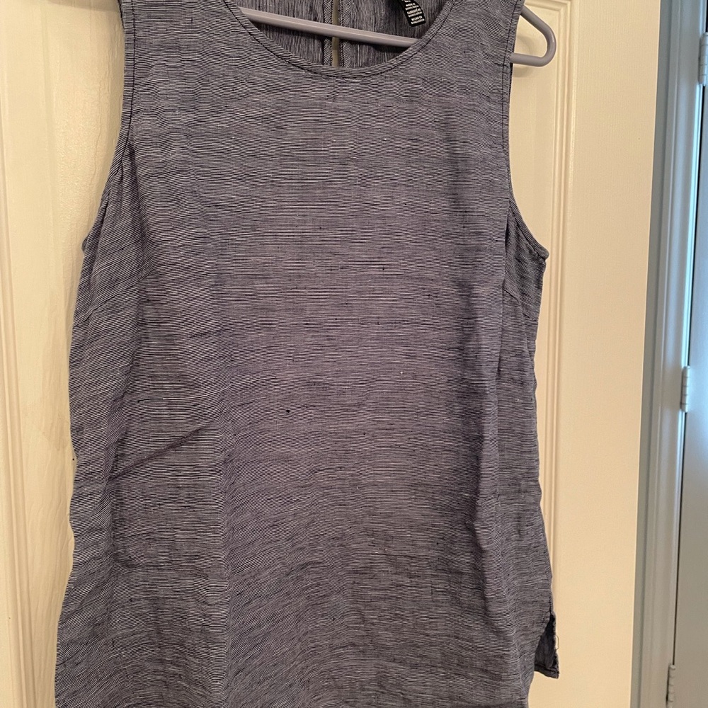 Ellen Tracy  blue linen shell blouse
